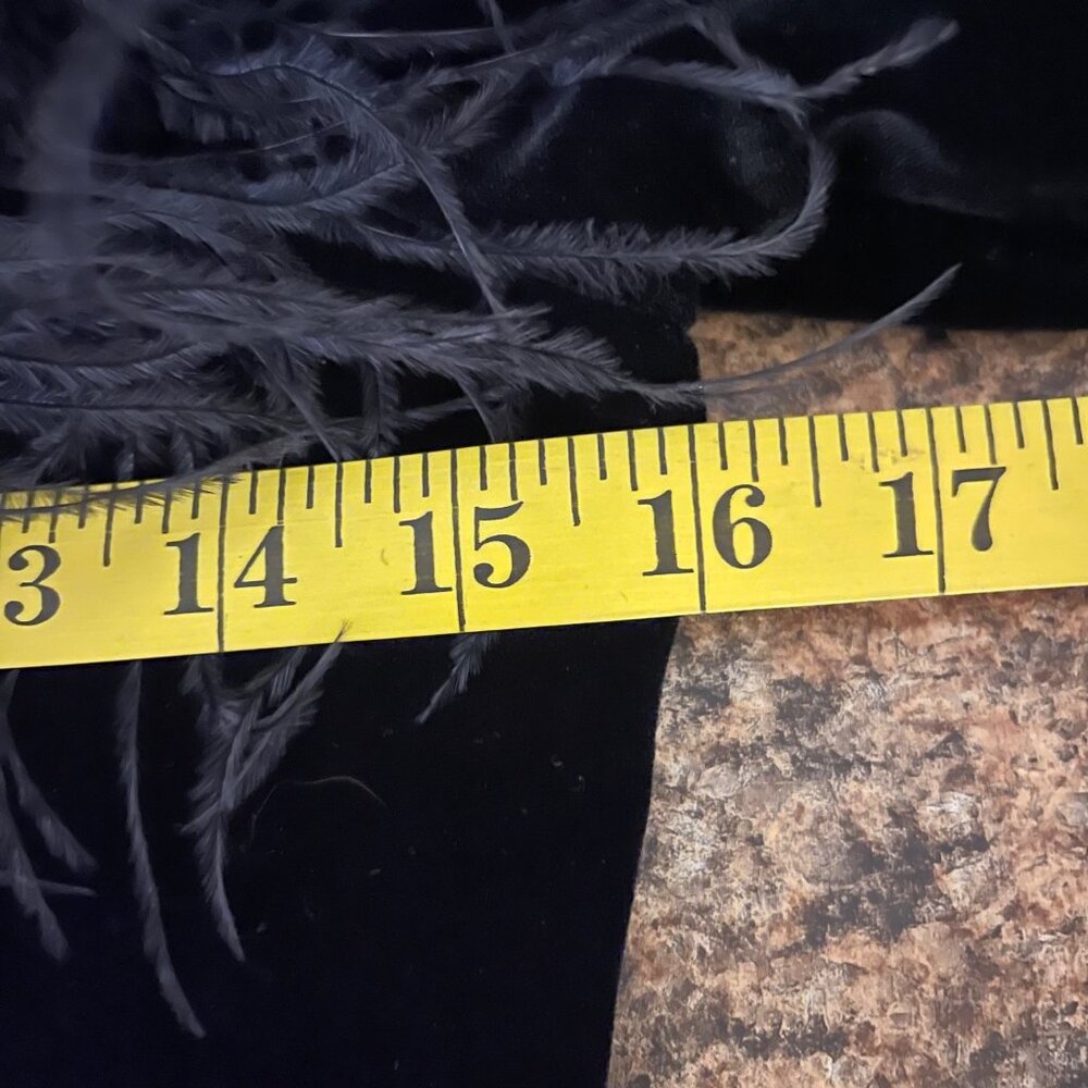 Vintage Cachet Womens Black Ostrich Feather Trim Top Size S Whimsigoth Goth Y2K - Picture 6 of 6